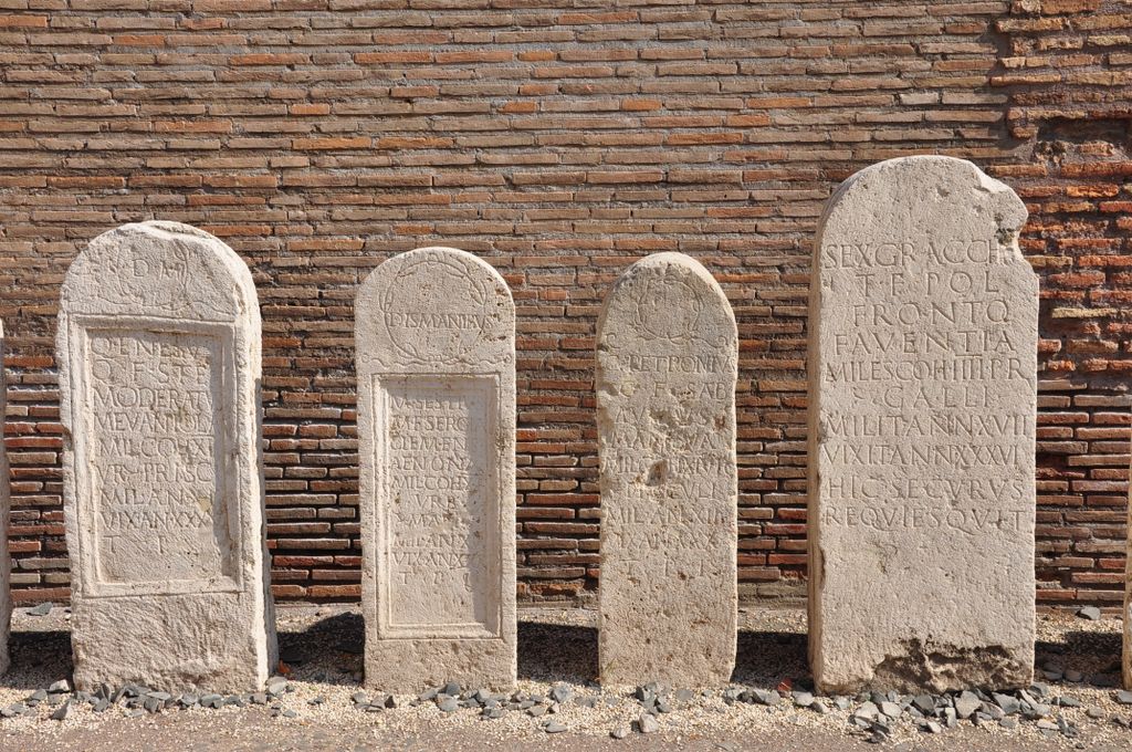 Funerary stelae of Nero's Corporis custodes from Museo Nazionale Romano, Rome, Italy.