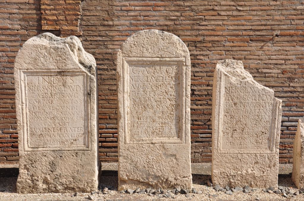 Funerary stelae of Nero's Corporis custodes from Museo Nazionale Romano, Rome, Italy.