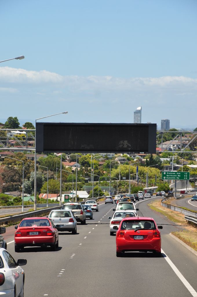 The drive into Auckland, New Zealand.